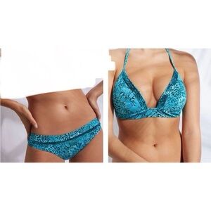 Calzedonia Mauritius Swimwear Bikini Top S Bottom M, Leopard Snake Print *READ